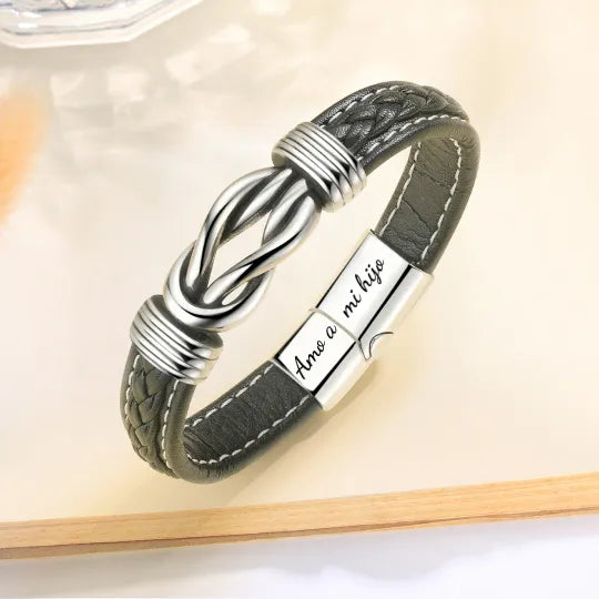 Pulsera lazo infinito Acero Inoxidable💎 + Caja de Regalo + Tarjeta + Marcacion Laser