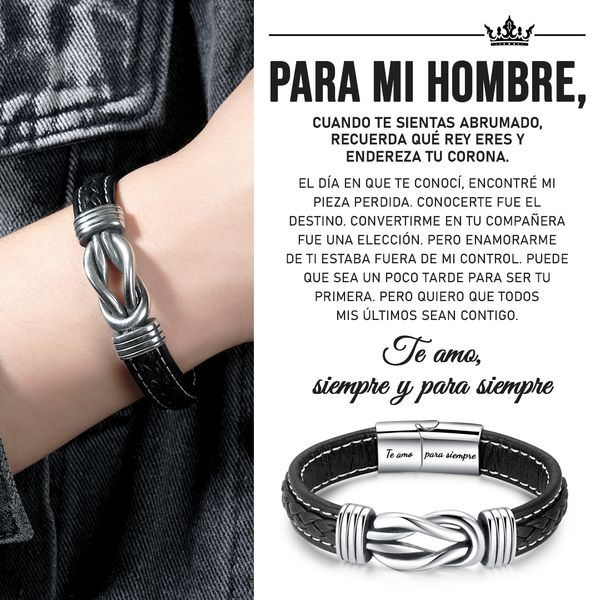 Pulsera lazo infinito Acero Inoxidable💎 + Caja de Regalo + Tarjeta + Marcacion Laser