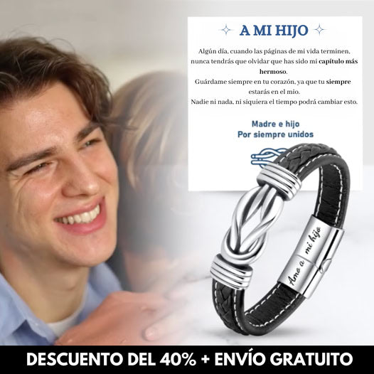 Pulsera lazo infinito Acero Inoxidable💎 + Caja de Regalo + Tarjeta + Marcacion Laser