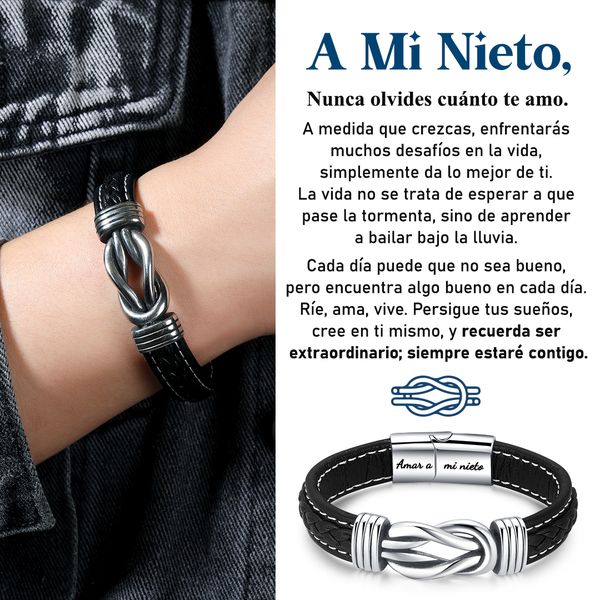 Pulsera lazo infinito Acero Inoxidable💎 + Caja de Regalo + Tarjeta + Marcacion Laser